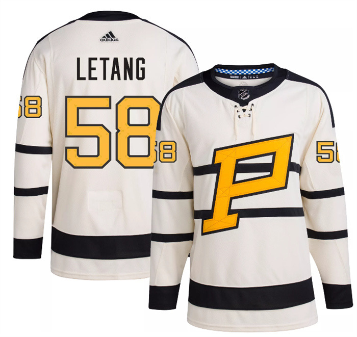 Men's Pittsburgh Penguins #58 Kris Letang Cream 2023 Winter Classic Stitched Jersey