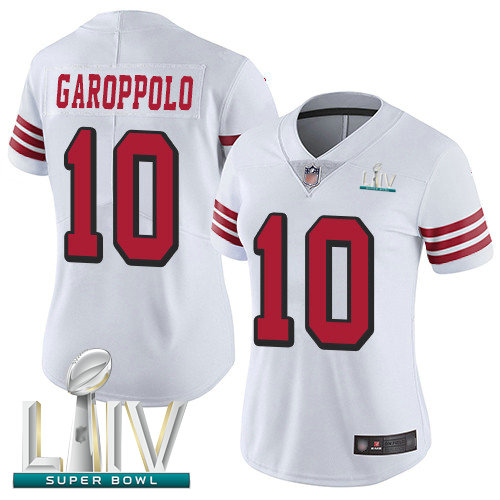 49ers #10 Jimmy Garoppolo White Rush Super Bowl LIV Bound Women's Stitched Football Vapor Untouchable Limited Jersey