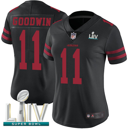 49ers #11 Marquise Goodwin Black Alternate Super Bowl LIV Bound Women's Stitched Football Vapor Untouchable Limited Jersey