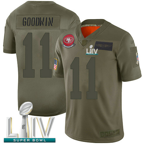 49ers #11 Marquise Goodwin Camo Super Bowl LIV Bound Youth Stitched Football Limited 2019 Salute to Service Jersey
