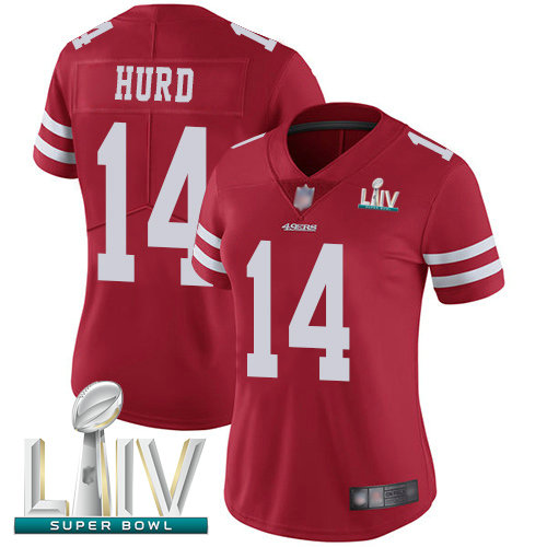 49ers #14 Jalen Hurd Red Team Color Super Bowl LIV Bound Women's Stitched Football Vapor Untouchable Limited Jersey