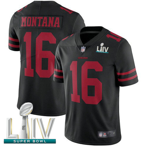 49ers #16 Joe Montana Black Alternate Super Bowl LIV Bound Youth Stitched Football Vapor Untouchable Limited Jersey