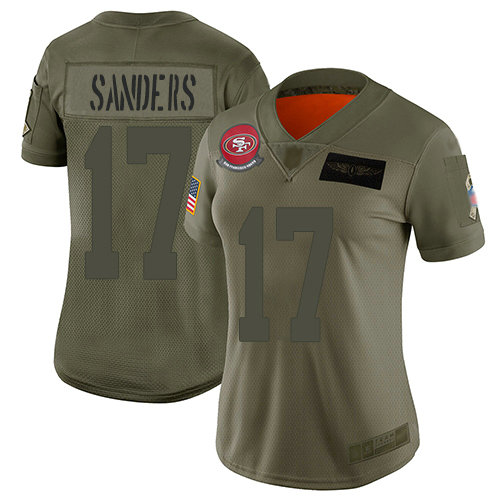 49ers #17 Emmanuel Sanders Camo Women's Stitched Football Limited 2019 Salute to Service Jersey