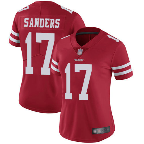 49ers #17 Emmanuel Sanders Red Team Color Women's Stitched Football Vapor Untouchable Limited Jersey