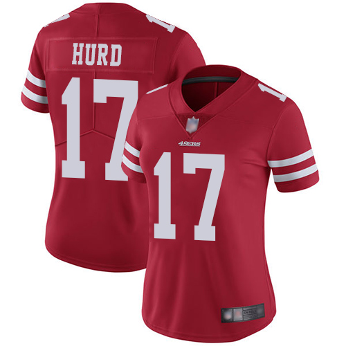 49ers #17 Jalen Hurd Red Team Color Women's Stitched Football Vapor Untouchable Limited Jersey