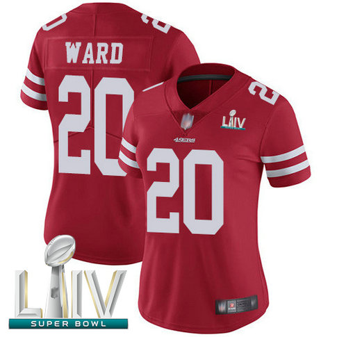 49ers #20 Jimmie Ward Red Team Color Super Bowl LIV Bound Women's Stitched Football Vapor Untouchable Limited Jersey
