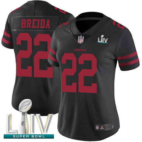 49ers #22 Matt Breida Black Alternate Super Bowl LIV Bound Women's Stitched Football Vapor Untouchable Limited Jersey