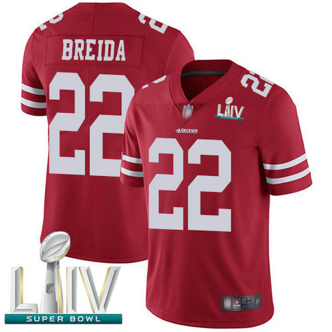 49ers #22 Matt Breida Red Team Color Super Bowl LIV Bound Youth Stitched Football Vapor Untouchable Limited Jersey