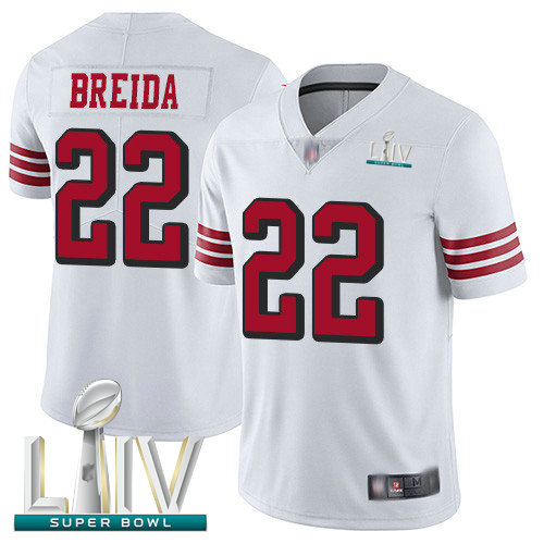 49ers #22 Matt Breida White Rush Super Bowl LIV Bound Youth Stitched Football Vapor Untouchable Limited Jersey