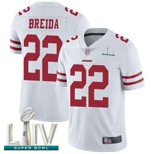 49ers #22 Matt Breida White Super Bowl LIV Bound Youth Stitched Football Vapor Untouchable Limited Jersey