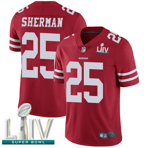 49ers #25 Richard Sherman Red Team Color Super Bowl LIV Bound Youth Stitched Football Vapor Untouchable Limited Jersey