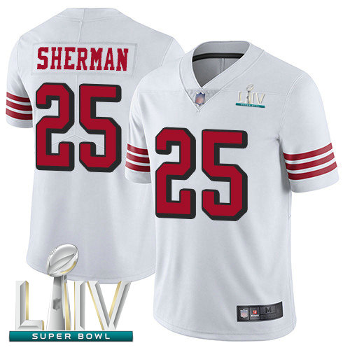 49ers #25 Richard Sherman White Rush Super Bowl LIV Bound Youth Stitched Football Vapor Untouchable Limited Jersey