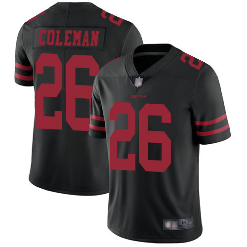 49ers #26 Tevin Coleman Black Alternate Youth Stitched Football Vapor Untouchable Limited Jersey