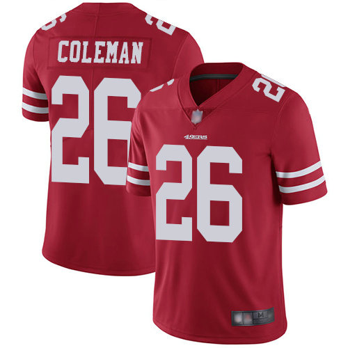 49ers #26 Tevin Coleman Red Team Color Youth Stitched Football Vapor Untouchable Limited Jersey