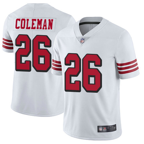49ers #26 Tevin Coleman White Rush Youth Stitched Football Vapor Untouchable Limited Jersey
