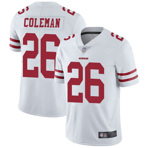 49ers #26 Tevin Coleman White Youth Stitched Football Vapor Untouchable Limited Jersey
