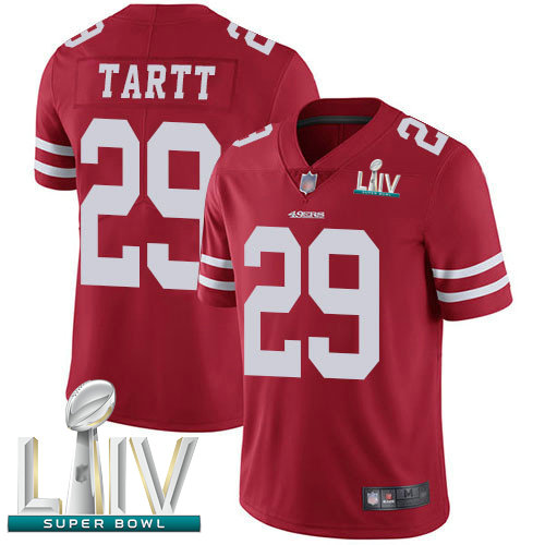 49ers #29 Jaquiski Tartt Red Team Color Super Bowl LIV Bound Youth Stitched Football Vapor Untouchable Limited Jersey
