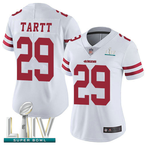 49ers #29 Jaquiski Tartt White Super Bowl LIV Bound Women's Stitched Football Vapor Untouchable Limited Jersey