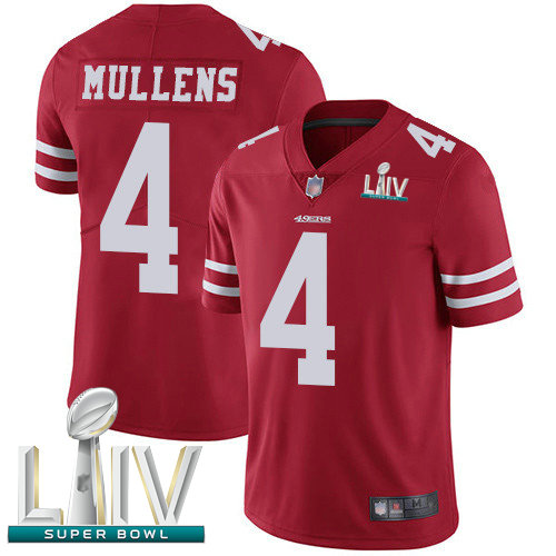49ers #4 Nick Mullens Red Team Color Super Bowl LIV Bound Youth Stitched Football Vapor Untouchable Limited Jersey