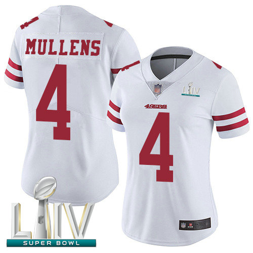 49ers #4 Nick Mullens White Super Bowl LIV Bound Women's Stitched Football Vapor Untouchable Limited Jersey
