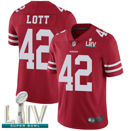 49ers #42 Ronnie Lott Red Team Color Super Bowl LIV Bound Youth Stitched Football Vapor Untouchable Limited Jersey
