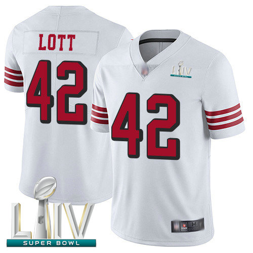 49ers #42 Ronnie Lott White Rush Super Bowl LIV Bound Youth Stitched Football Vapor Untouchable Limited Jersey