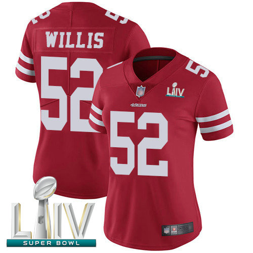 49ers #52 Patrick Willis Red Team Color Super Bowl LIV Bound Women's Stitched Football Vapor Untouchable Limited Jersey