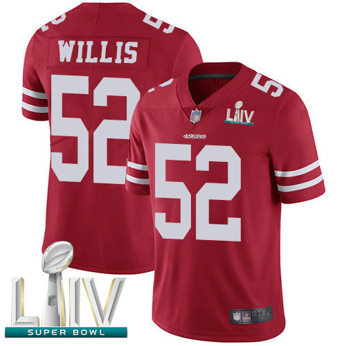 49ers #52 Patrick Willis Red Team Color Super Bowl LIV Bound Youth Stitched Football Vapor Untouchable Limited Jersey