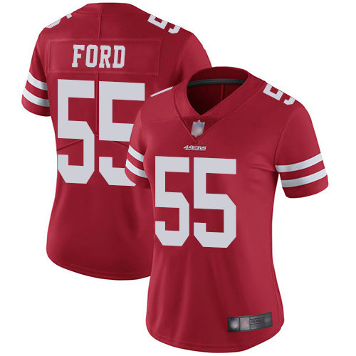 49ers #55 Dee Ford Red Team Color Women's Stitched Football Vapor Untouchable Limited Jersey
