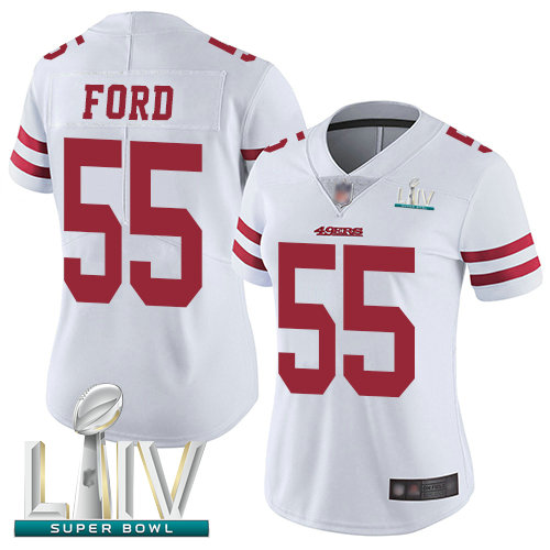 49ers #55 Dee Ford White Super Bowl LIV Bound Women's Stitched Football Vapor Untouchable Limited Jersey