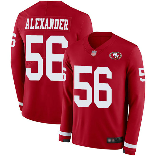 49ers #56 Kwon Alexander Red Team Color Men's Stitched Football Limited Therma Long Sleeve Jersey