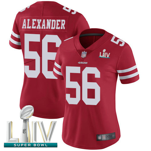 49ers #56 Kwon Alexander Red Team Color Super Bowl LIV Bound Women's Stitched Football Vapor Untouchable Limited Jersey