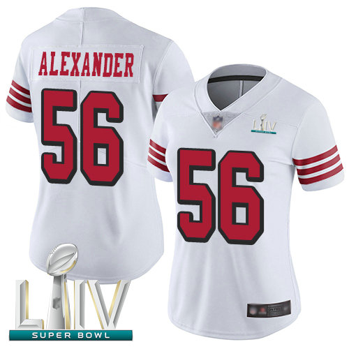49ers #56 Kwon Alexander White Rush Super Bowl LIV Bound Women's Stitched Football Vapor Untouchable Limited Jersey