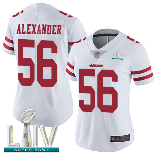 49ers #56 Kwon Alexander White Super Bowl LIV Bound Women's Stitched Football Vapor Untouchable Limited Jersey