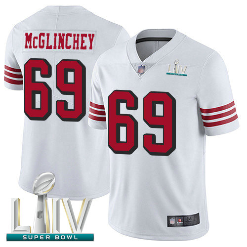 49ers #69 Mike McGlinchey White Rush Super Bowl LIV Bound Youth Stitched Football Vapor Untouchable Limited Jersey