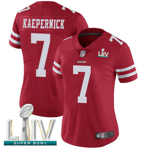 49ers #7 Colin Kaepernick Red Team Color Super Bowl LIV Bound Women's Stitched Football Vapor Untouchable Limited Jersey