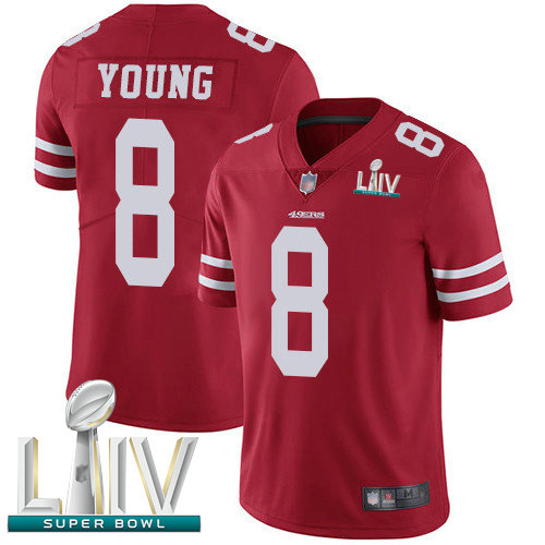 49ers #8 Steve Young Red Team Color Super Bowl LIV Bound Youth Stitched Football Vapor Untouchable Limited Jersey