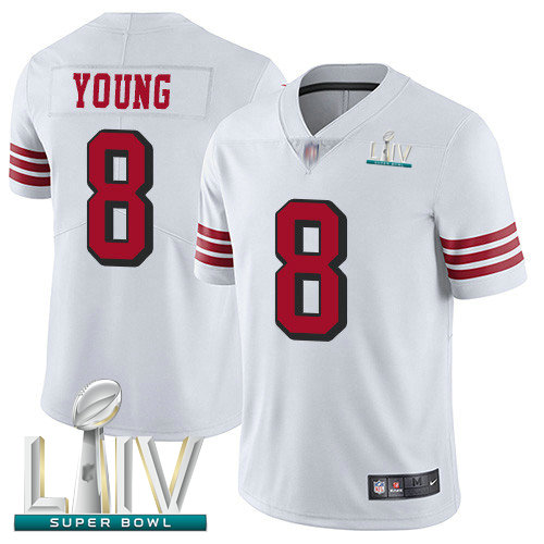 49ers #8 Steve Young White Rush Super Bowl LIV Bound Youth Stitched Football Vapor Untouchable Limited Jersey