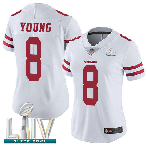 49ers #8 Steve Young White Super Bowl LIV Bound Women's Stitched Football Vapor Untouchable Limited Jersey