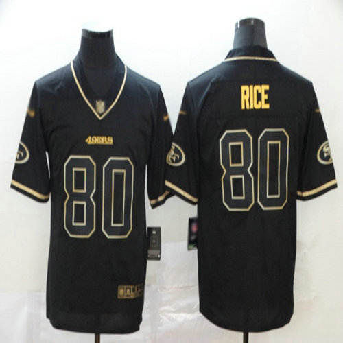 49ers #80 Jerry Rice Black Men's Stitched Football Limited Golden Edition Jersey