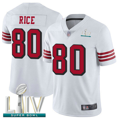 49ers #80 Jerry Rice White Rush Super Bowl LIV Bound Men's Stitched Football Vapor Untouchable Limited Jersey