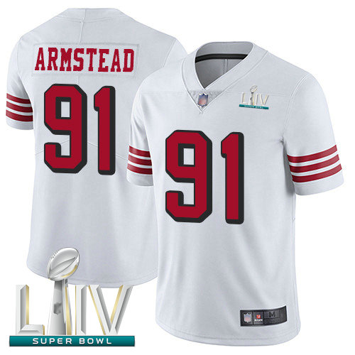 49ers #91 Arik Armstead White Rush Super Bowl LIV Bound Youth Stitched Football Vapor Untouchable Limited Jersey