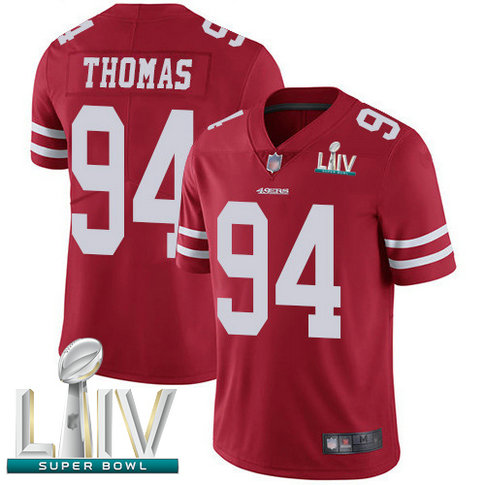 49ers #94 Solomon Thomas Red Team Color Super Bowl LIV Bound Youth Stitched Football Vapor Untouchable Limited Jersey