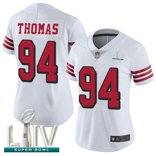 49ers #94 Solomon Thomas White Rush Super Bowl LIV Bound Women's Stitched Football Vapor Untouchable Limited Jersey