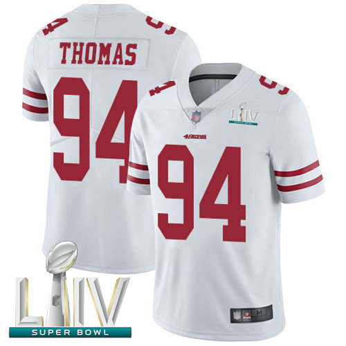 49ers #94 Solomon Thomas White Super Bowl LIV Bound Men's Stitched Football Vapor Untouchable Limited Jersey