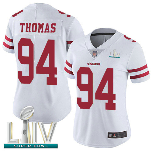 49ers #94 Solomon Thomas White Super Bowl LIV Bound Women's Stitched Football Vapor Untouchable Limited Jersey