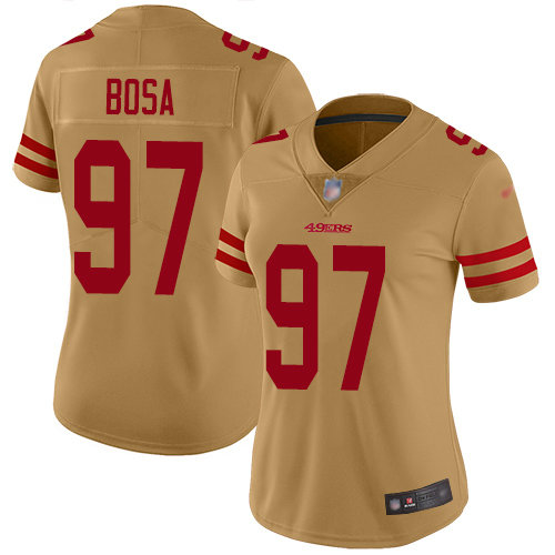 49ers #97 Nick Bosa Gold Women's Stitched Football Limited Inverted Legend Jersey