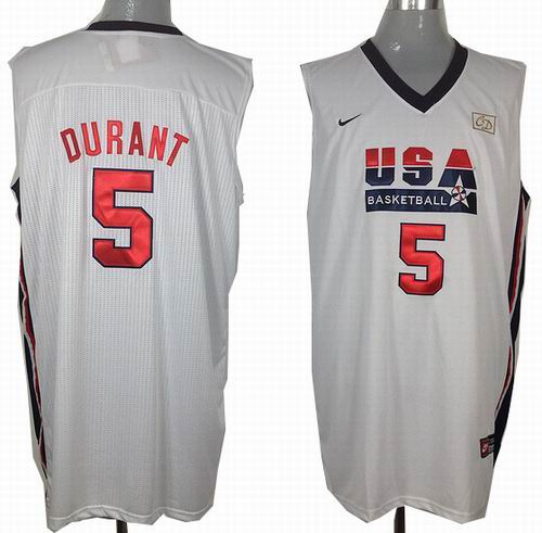 5# Kevin Durant 2012 USA Basketball throwback White Jersey