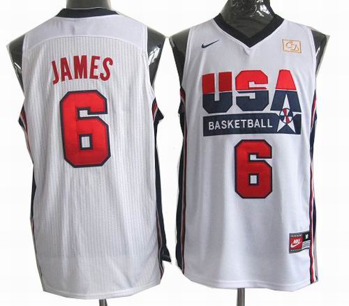 6# LeBron James USA Basketball white throwback Jersey