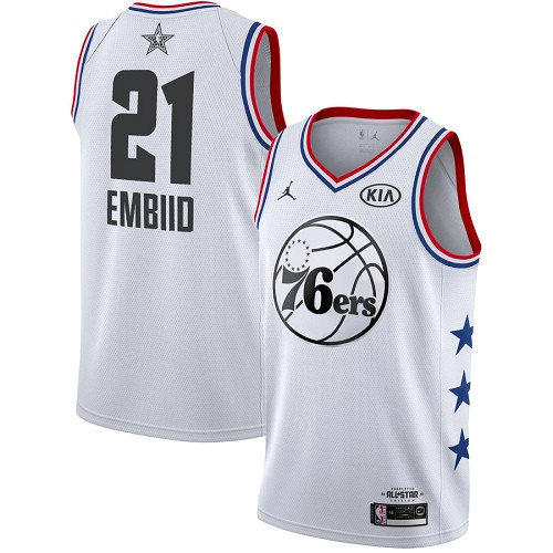 76ers #21 Joel Embiid White Women's Basketball Jordan Swingman 2019 All-Star Game Jersey